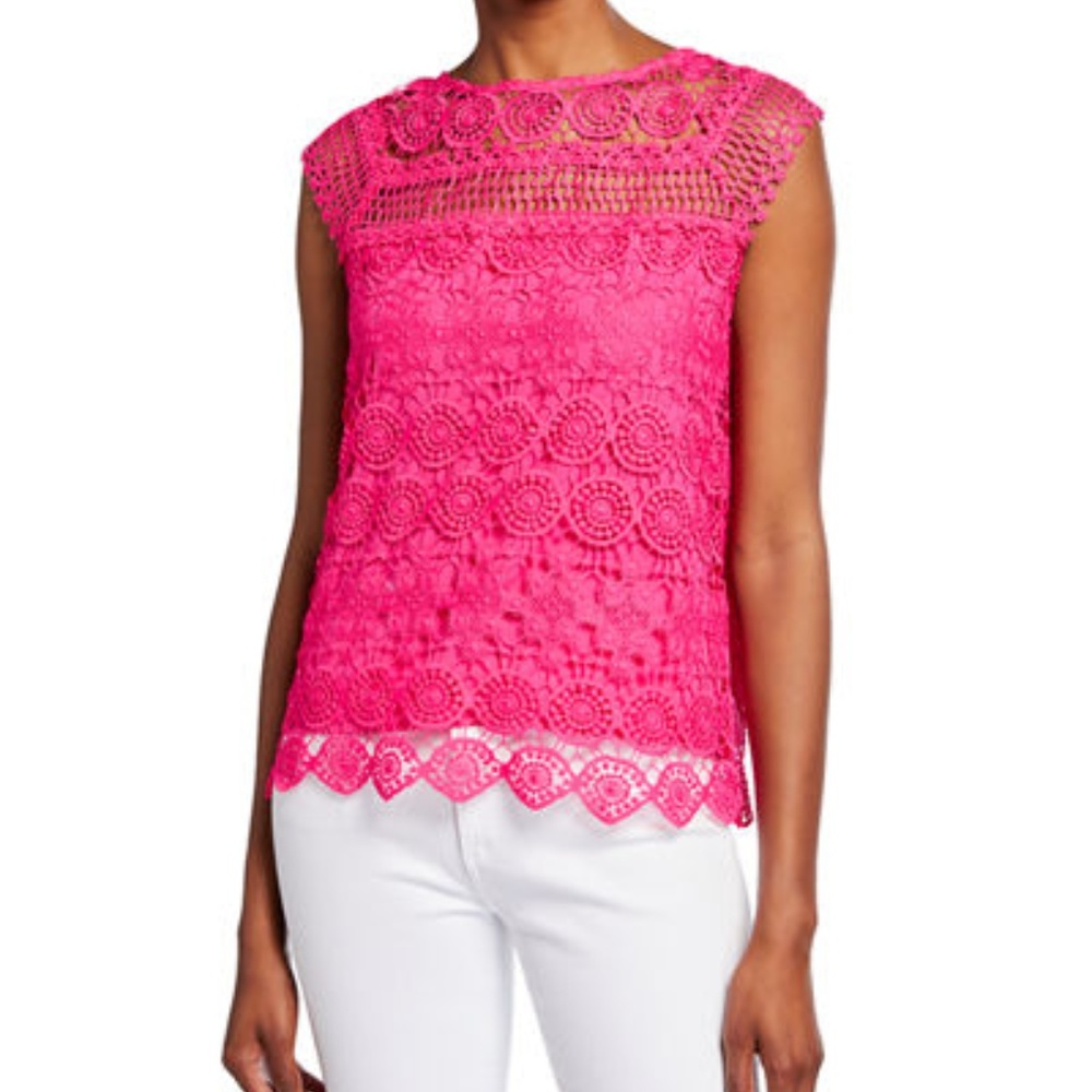 Shelli Segal Venise Lace Scallop Shell Top